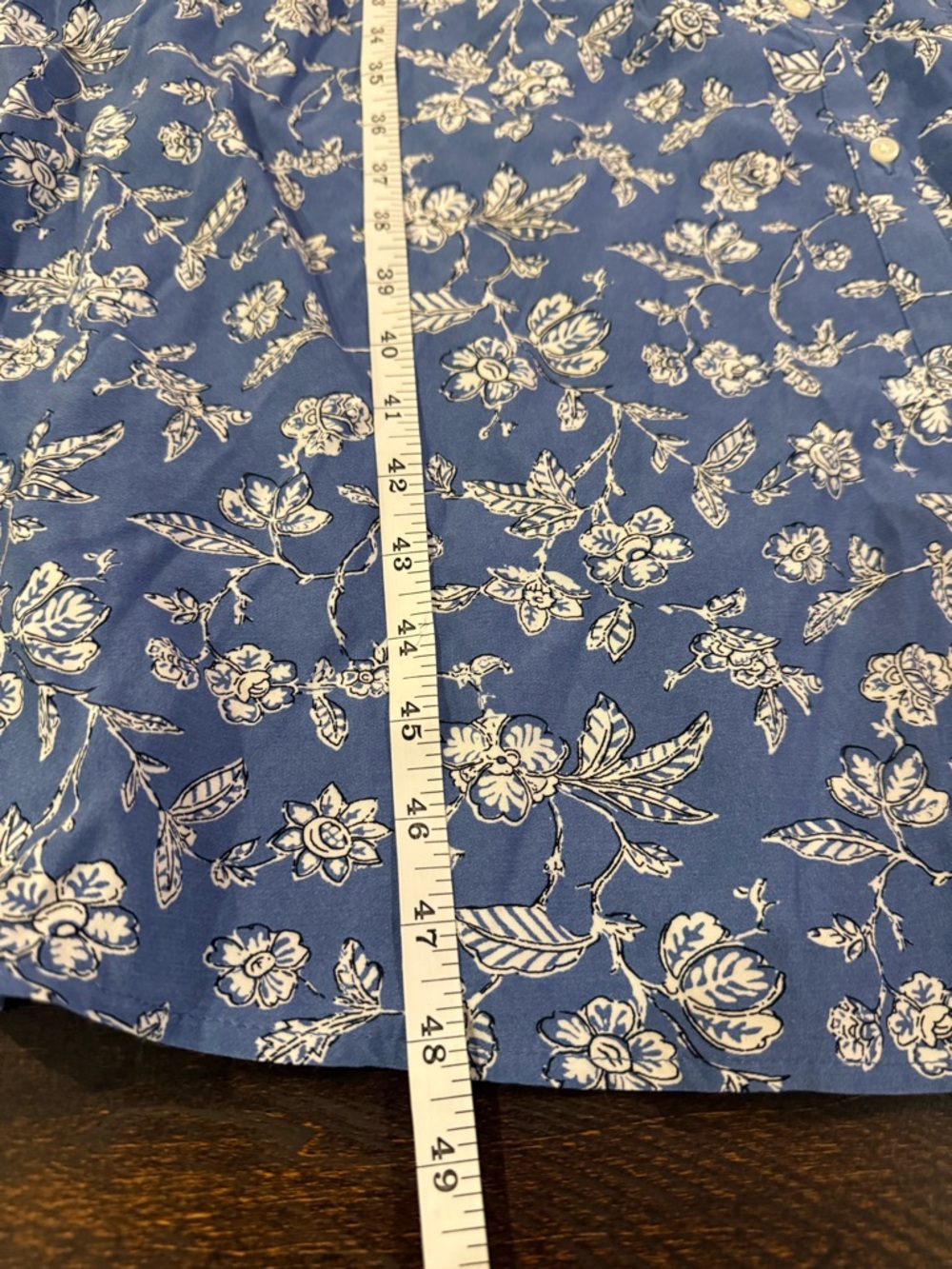 LOFT Blue Floral Shirt Maxi Dress Size 10 Button Front Long Sleeve - Picture 12 of 14